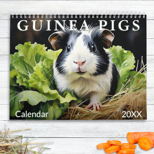 Calendário Porquinhos-da-índia Fofos Amantes de Animais Aquar