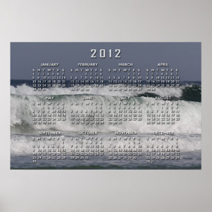 Calendário Poster Ondas do Oceano