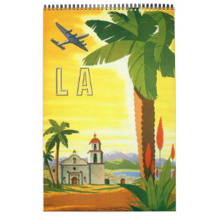 Calendário Posteres de viagens internacionais Vintage