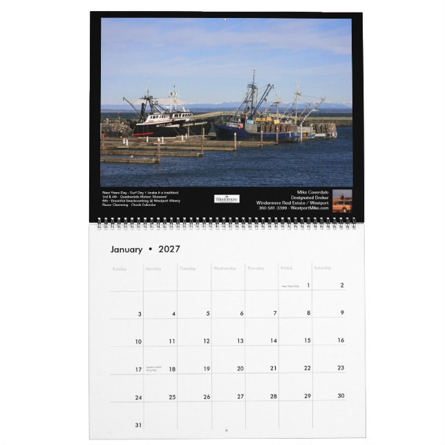 Calendário Praia sul Windermere 2013 cénico (Jan 2027)