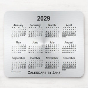 Calendário prateado 2029 por Janz Mouse Pad