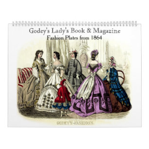 Calendário Pratos de moda de Godey's Book & Magazine 1864