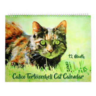 Calendário Presente de Aquarela Calico TortoisesInferno de 12