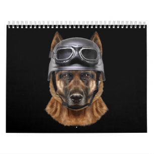 Calendário Presente De Capacete De Cão De German shepherd Pa