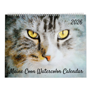 Calendário Presente de mamãe gato Maine Coon fofa 2026 Presen