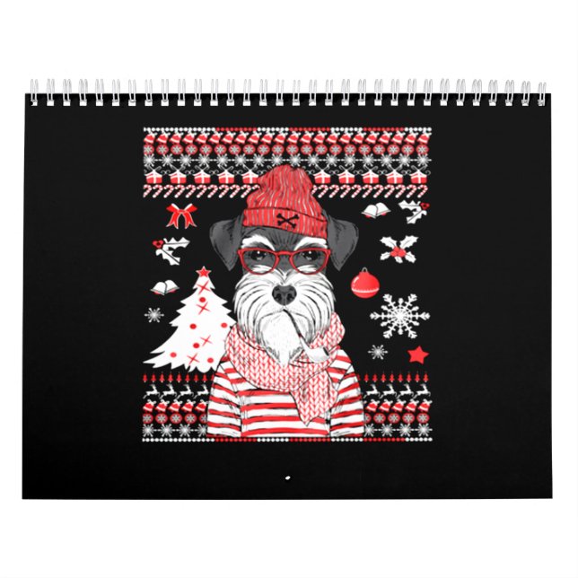 Calendário Presente de Natal do Cão Engraçado Schnauzer (Capa)