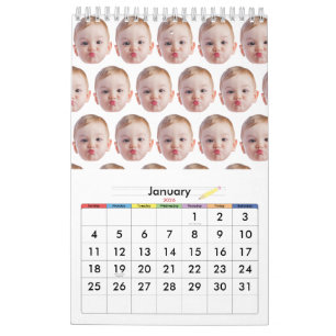 Calendário Presente de rosto de design personalizado para beb