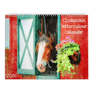 Calendário Presente do Amante do Cavalo Pesado Clydesdale 202