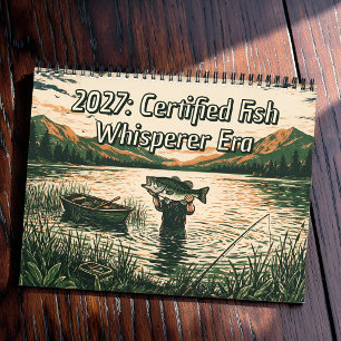 Calendário Presente engraçado de pescador gíria Gen Z 2027 pa