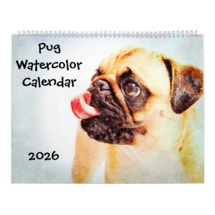 Calendário Presente para amantes de Pug 2026 Mãe de Pug Fofa
