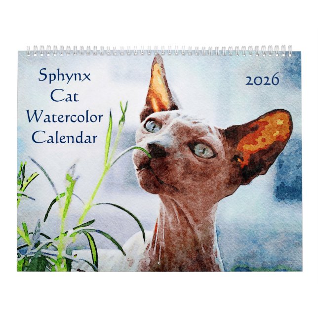 Calendário Presente para donos e amantes de gatos Sphynx sem  (Capa)