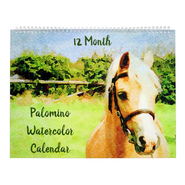 Calendário Presentes de 12 Meses de Palomino Cavalos Pôs de A (Capa)