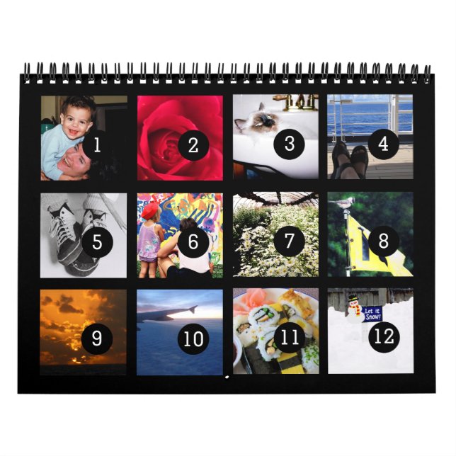 Calendário Preto 2026 Fácil como 1 a 12 com Sua Pr (Capa)