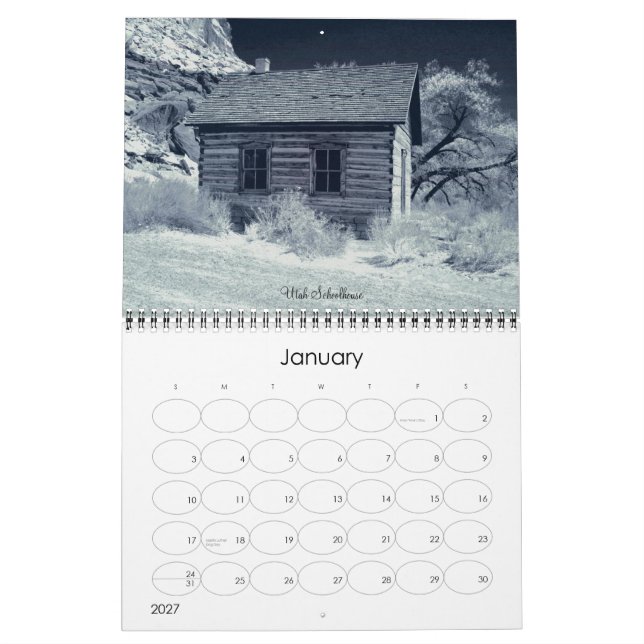 Calendário Preto, Branco, Infravermelho (Jan 2027)