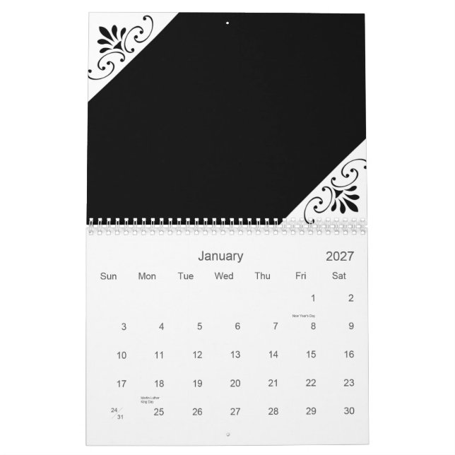 Calendário preto & do branco 2010 (Jan 2027)