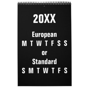 Calendário Preto e Branco - Ano Alterável