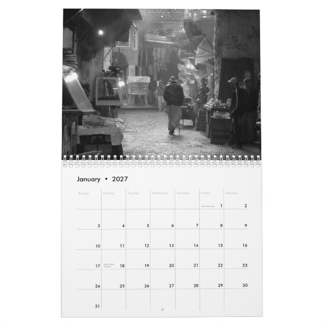 Calendário preto e branco da fotografia 2015 (Jan 2027)