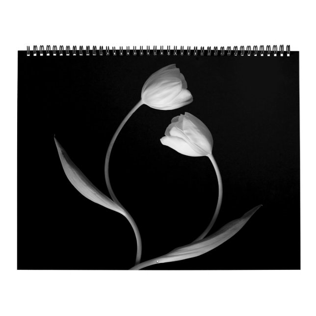Calendário preto e branco das flores (Capa)