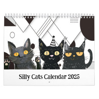 Calendário Preto e Branco do Gato Bobo