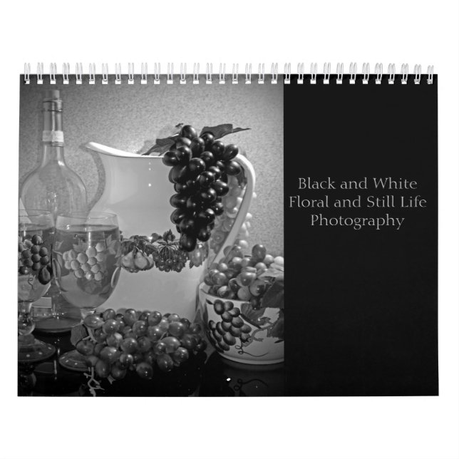 Calendário Preto e Branco Floral e Vida Estática (Capa)