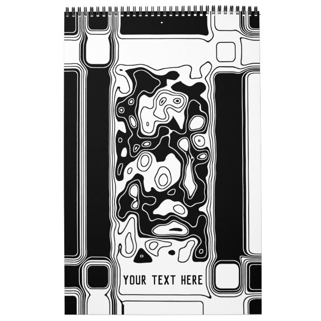 Calendário Preto E Branco Geométrico Art 1 Modelo (Capa)