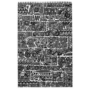 Calendário Preto E Branco Geométrico Art 2 Modelo