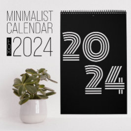 Calendário preto e branco minimalista