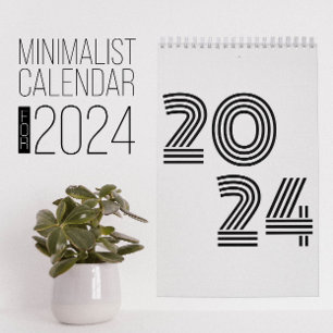 Calendário preto e branco minimalista