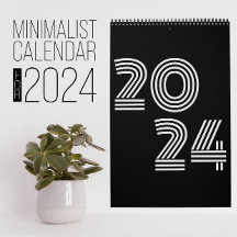 Calendário preto e branco minimalista