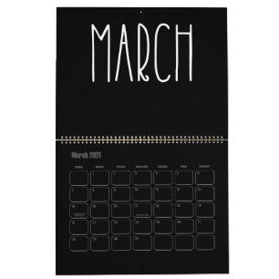Calendário Preto e Branco Moderno Preto