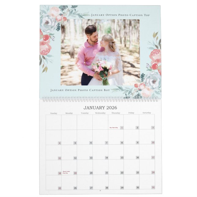 Calendário Primeiro Ano do Newlyweds | Colagem de Fotografia  (Jan 2026)