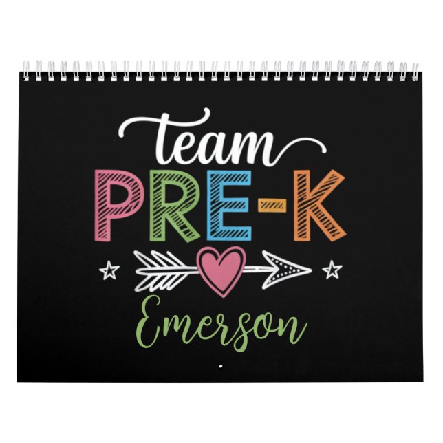 Calendário Professor de Pré-Escola Pré-K da Equipe com Nome P (Capa)