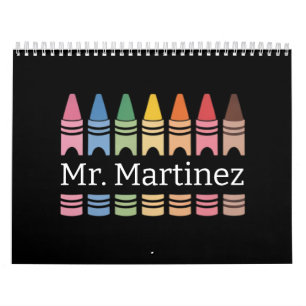 Calendário Professor personalizado Crayon Nome Cute Back Scho