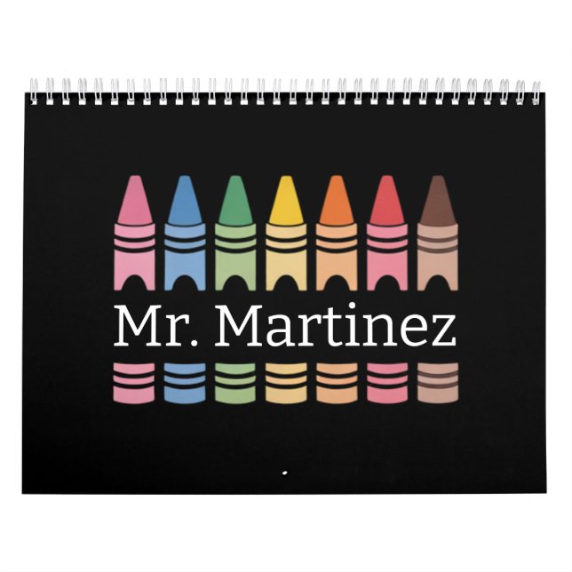 Calendário Professor personalizado Crayon Nome Cute Back Scho (Capa)
