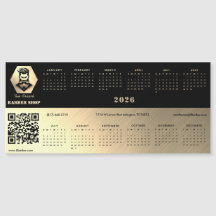 Calendário profissional de barbearia preto e doura