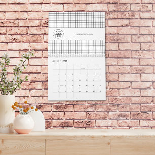Calendário Promocional preto e branco do logotipo comercial