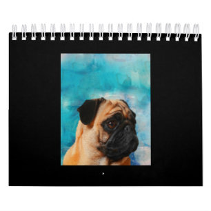 Calendário Pug Retrato Cute Pug Face Pug Lover