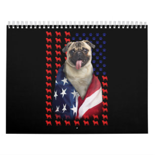 Calendário Puggy USA Flag