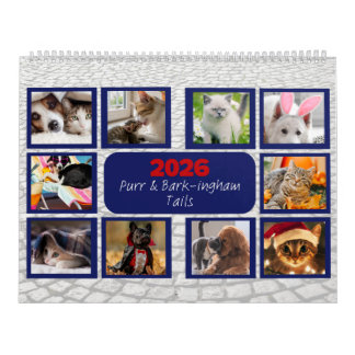 Calendário 'Purr & Bark-ingham Tails' Pet Custom