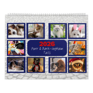 Calendário 'Purr & Bark-ingham Tails' Pet Personalizado