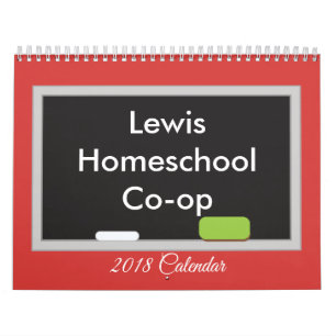 Calendário Quadro de Coop Homeschool em Fundo Vermelho