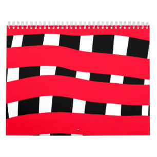 Calendário Quadro de cruz preto vermelho — simples presente d