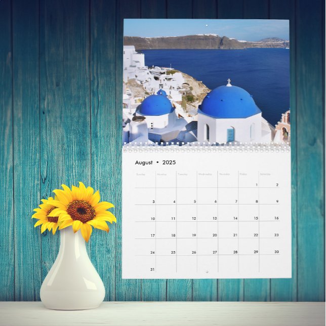 Calendário Qualquer Ano Santorini Grécia Ilha Oceano Personal (Criador carregado)