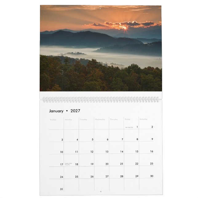 Calendário Queda nas montanhas fumarentos (Jan 2027)