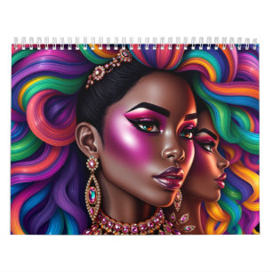 Calendário rainha negra melanina mulher afro-americana irmã