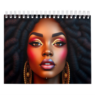 Calendário Rainha negra meninas de pele marrom melanina irmã