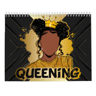 Calendário Rainha negra rainha melanina mulheres ouro amor
