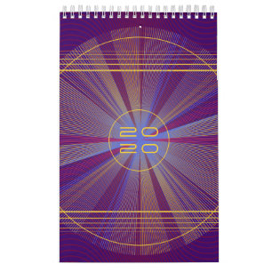 Calendário Raios leves coloridos, Abstrato e triquete psicod