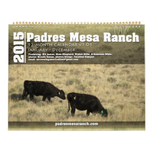 Calendário Ranch dos padres Mesa 2015 Jan - Dez v1
