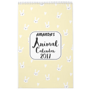 Calendário Raparigas Animais Cutes Personalizados 2017 Calend